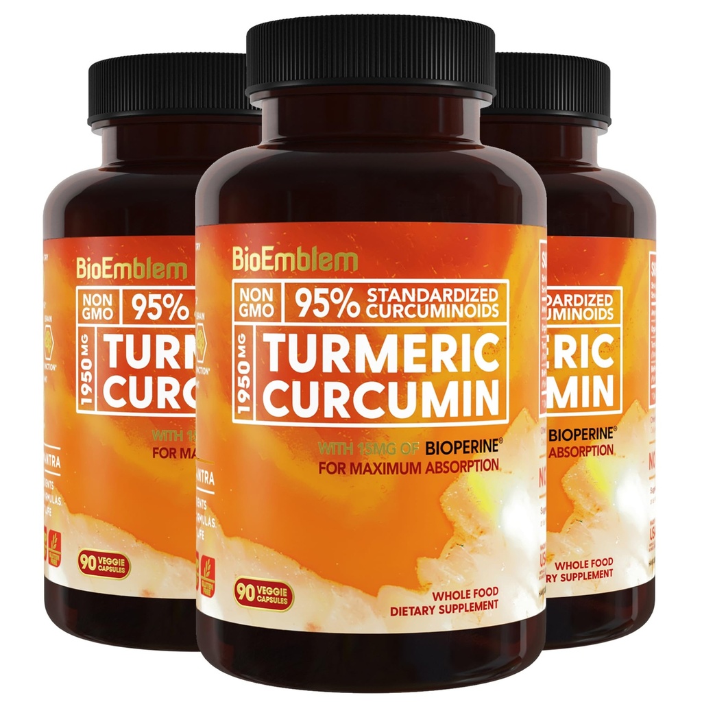 BioEmblem Turmeric Curcumin Supplement met BioPerine 