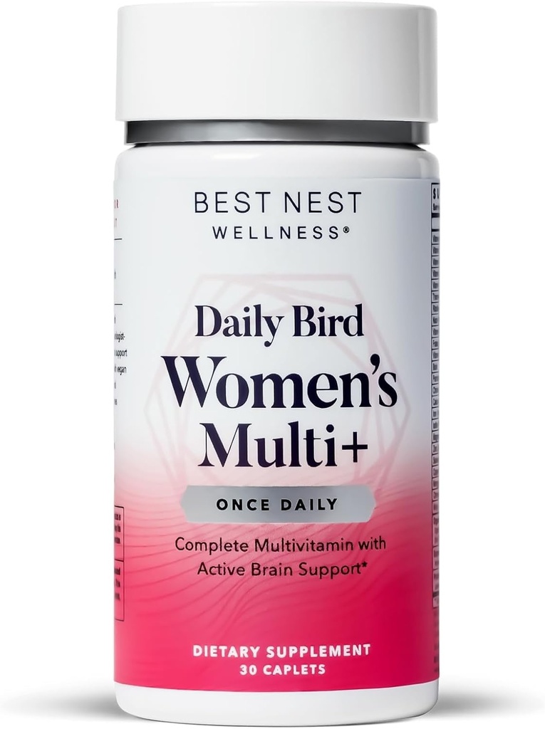 Best Nest Wellness Women's Multi Plus - Supplément de soutien au cerveau et au corps - Supplément de fer doux pour le soutien énergétique - Vitamines méthylées - 30 capsules