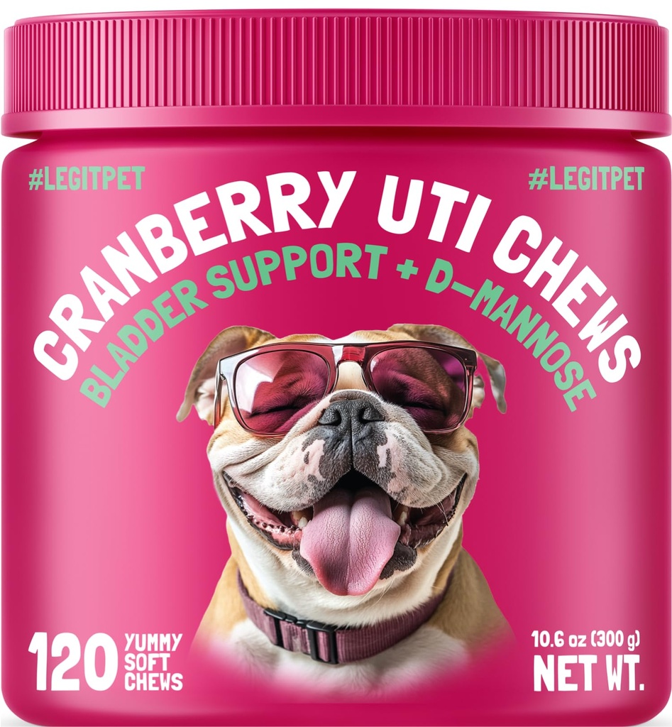 Cranberry UTI Kauwen voor honden Bladder Ondersteuning + D-Mannose Ondersteunt Nier urinetrek en Bladder Gezondheid Natuurlijke Cranberry Wellness Supplement Immune System Booster Natuurlijke Huisdier Antioxidant 120 Kauwen