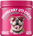 Cranberry UTI Kauwen voor honden Bladder Ondersteuning + D-Mannose Ondersteunt Nier urinetrek en Bladder Gezondheid Natuurlijke Cranberry Wellness Supplement Immune System Booster Natuurlijke Huisdier Antioxidant 120 Kauwen