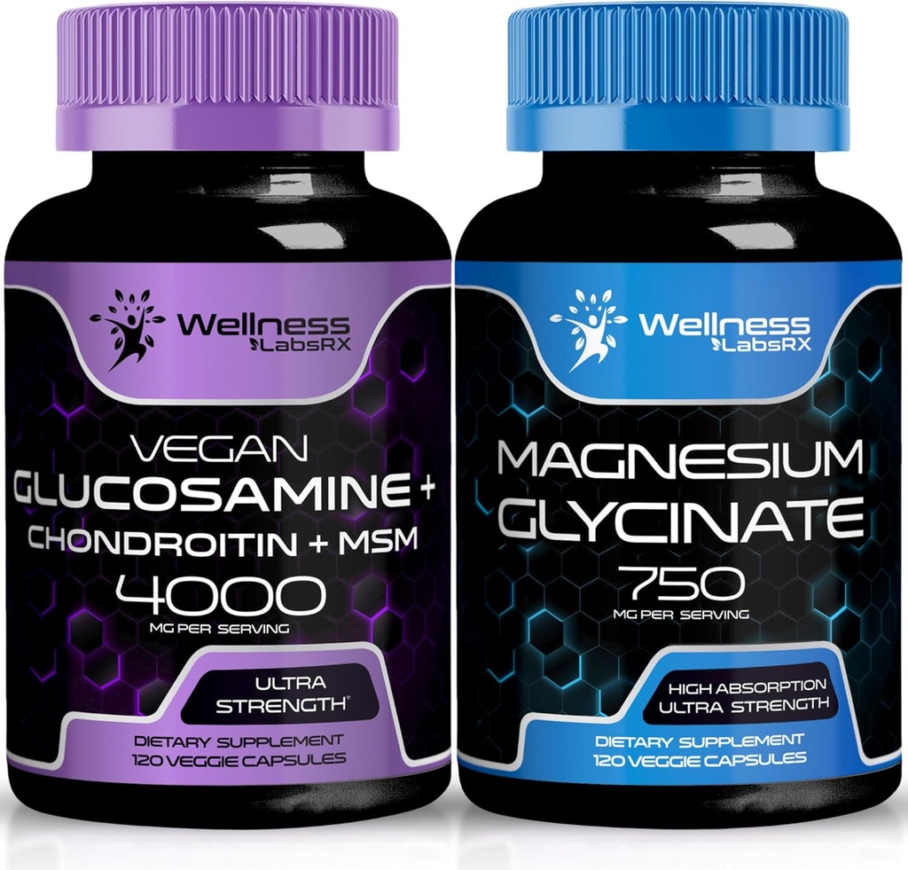 WELLNESS LABSRX Glucosamine Chondroitin MSM | Magnesium Glycinate Capsules