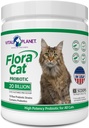 Vital Planet - Flora Cat Probiotic Powder Supplement met 20 miljard Culturen en 10 Diverse Strains Hoge Potentie Probiotica voor Alle Katten voor Feline Digestieve en Immune Ondersteuning 30 Scops 3,92 oz