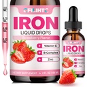 Liquid Iron Supplement for Women Men & Kids Multivitamine Iron Drops with Folate, Vitamine C, B6, B12, Zink for Anemia, Iron Deficency, Blood Builder, Energy - Natural Strawberry Flavor, Vegan 2 Fl Oz