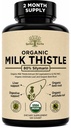 USDA Organic Milk Thistle Liver Detox Supplement 80% Silymarin, 250 mg met Beetwortel & Artichoke Extract voor leverondersteuning & spijsvertering, Made in USA, 120 Capsules (2 maand aanbod)