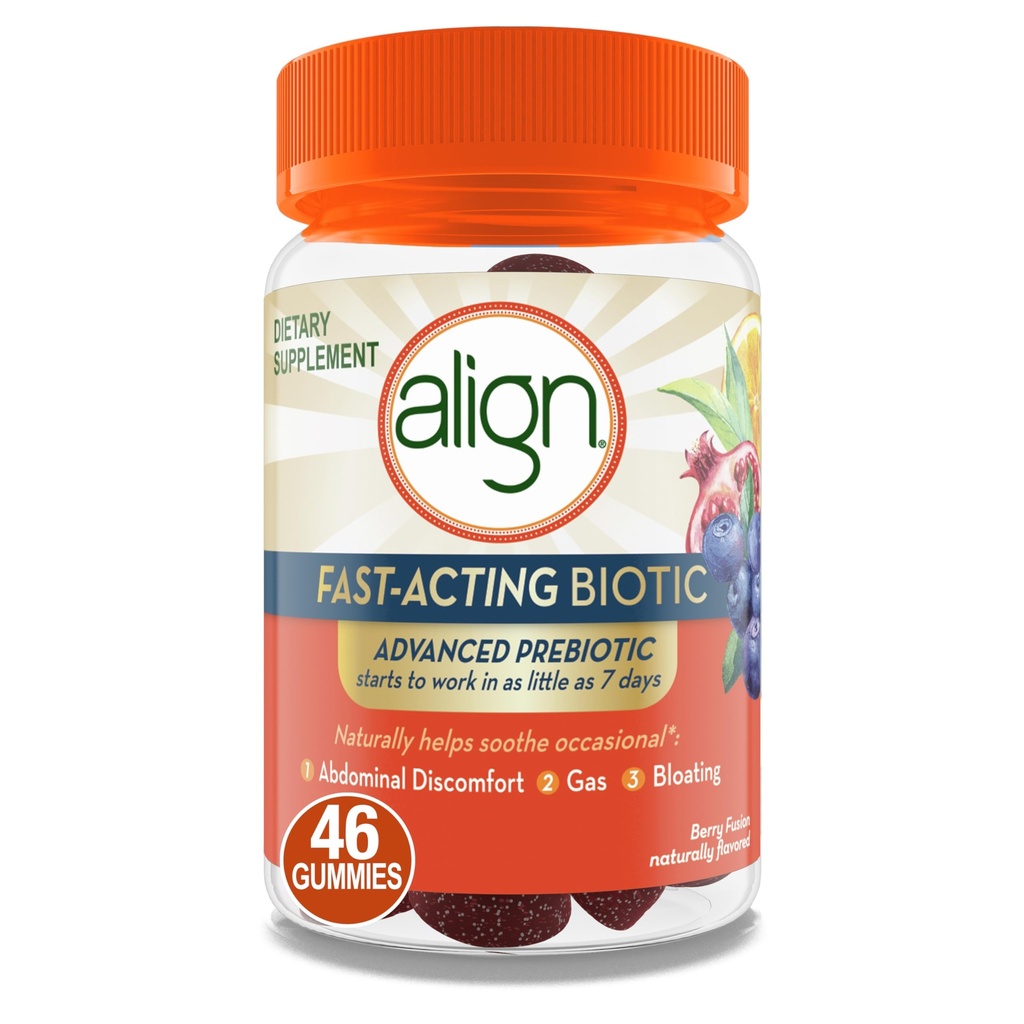 Uitlijnen Geavanceerde Prebiotische Supplement, Snelwerkende Biotische Gummies, Geavanceerde Prebiotica voor vrouwen en mannen, werkt in als weinig Als 7 dagen*, 46 Gummies