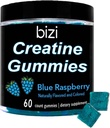 Bizi Creatine Gummys voor mannen en vrouwen - 1g Creatine Monohydraat per Gummy - Watermeloen smaak - workout, spiergroei, en Recovery Supplement- Vegan & Gluten Free (60 ct) (Blue Raspberry)