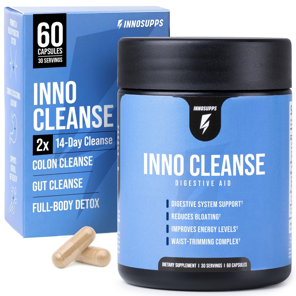 InnoSupps Inno Cleanse 14 Day Colon & Detox Flush, Waist Trimming complexe, Gut Cleanse, prise en charge du système digestif, adoucisseur de tabouret et réduction des ballonnements et de la constipation occasionnelle