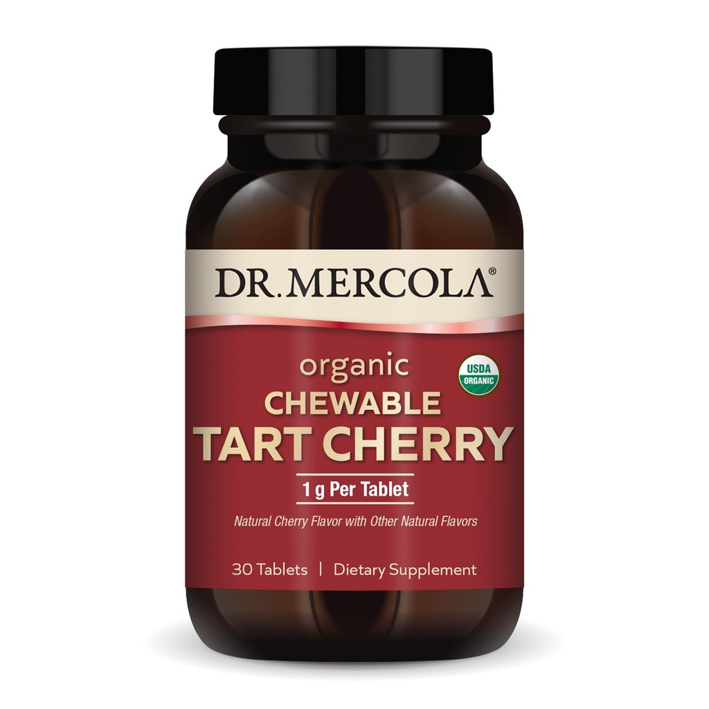 Dr Mercola Tart cerise biologique, 30 portions (30 capsules), non-OGM, sans gluten, sans soja