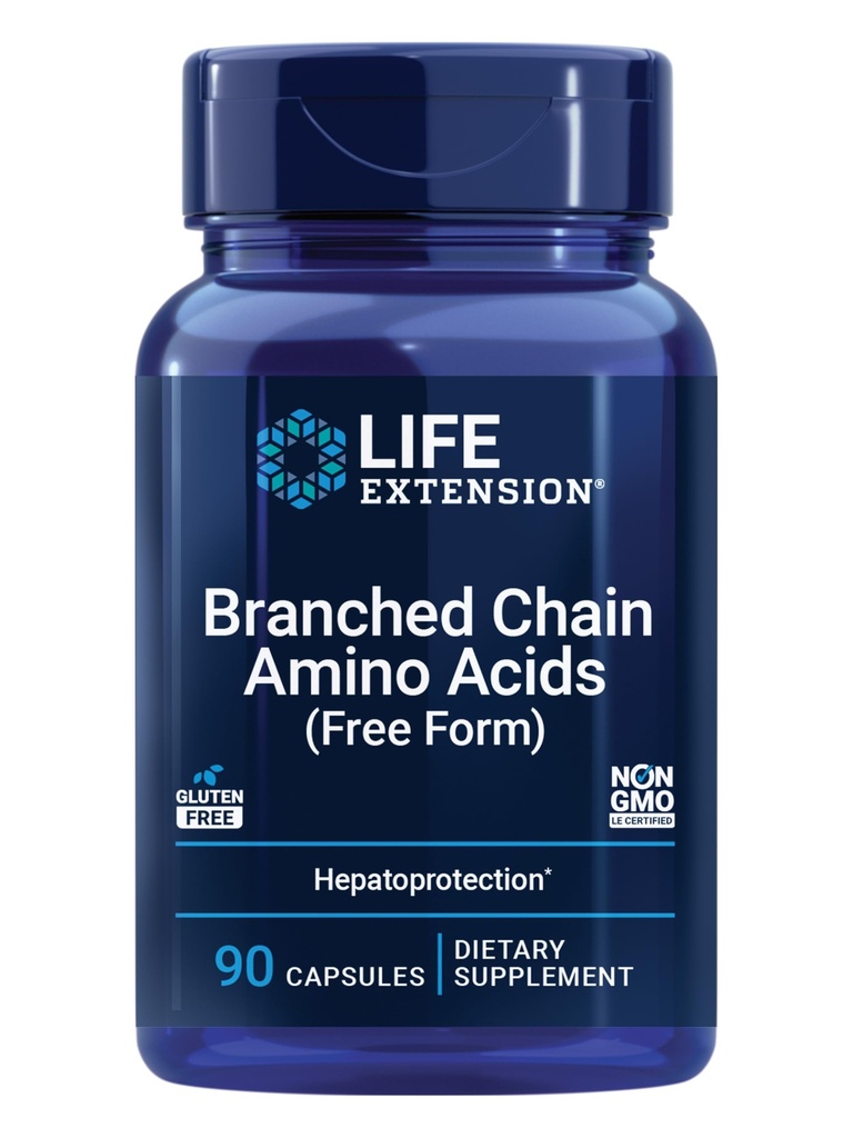 Prolongation de vie Acides aminés à chaîne ramifiée (AABC), leucine, isoleucine, valine, favorise la récupération musculaire après l'exercice, sans gluten, sans OGM, 90 capsules