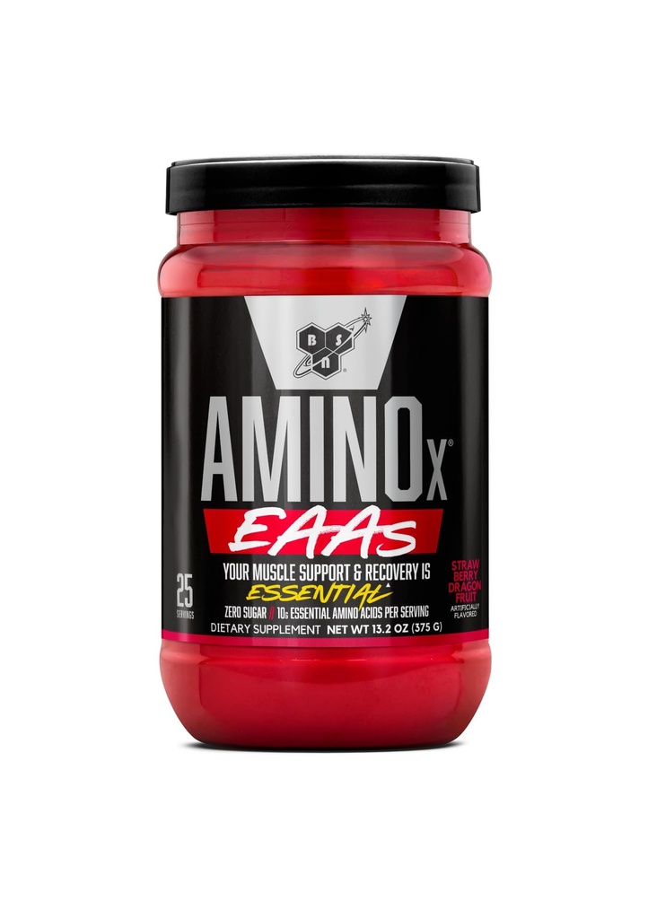 BSN Amino X EAA, Récupération musculaire et Endurance, 10g acides aminés essentiels, 5g BCAAs, Zéro sucre, Sans caféine, fraise dragonfruit, 13.2oz, 25 portions