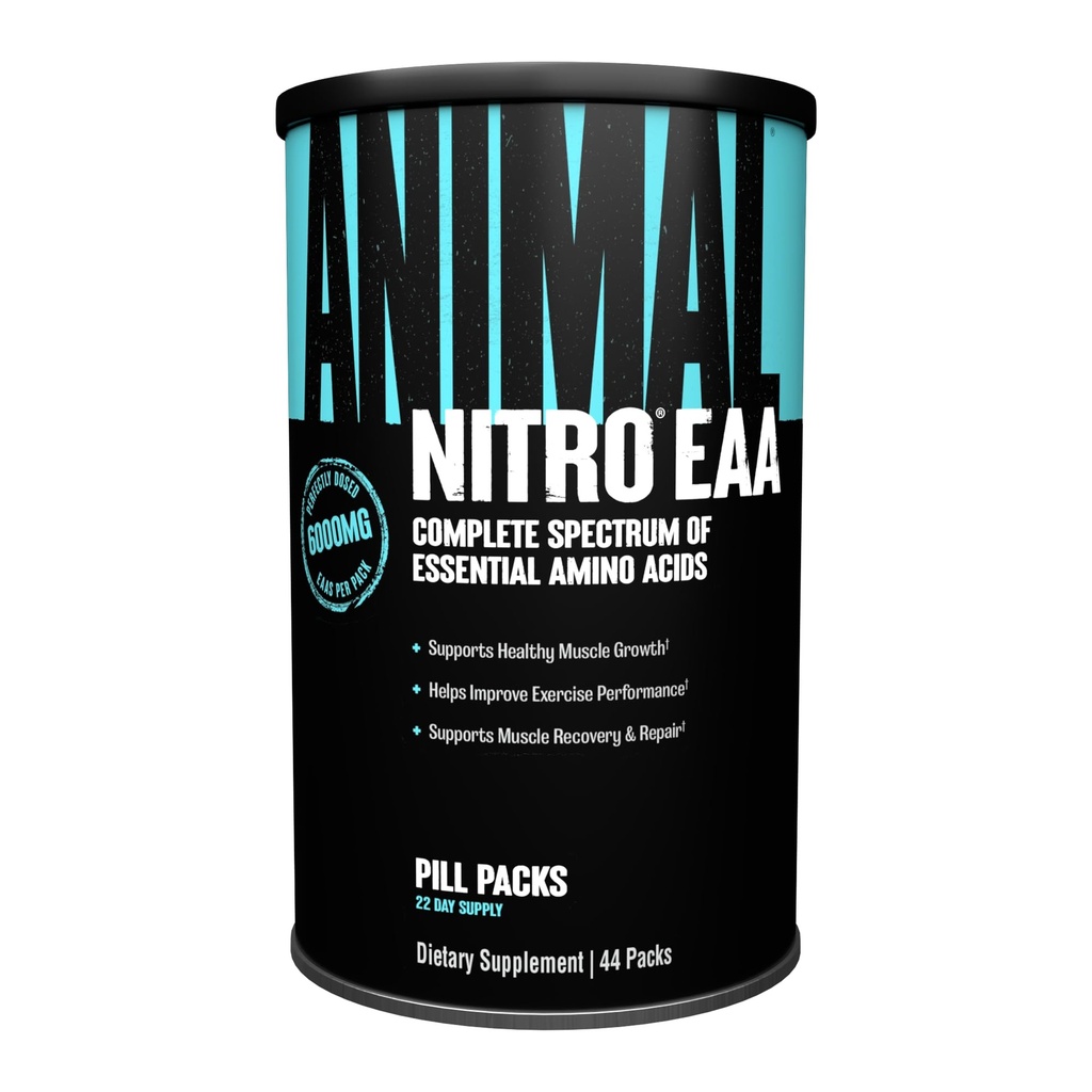 Animal Nitro EAA - Récupération et réparation après l'entraînement, soutient la croissance musculaire maigre, spectre complet des acides aminés essentiels et supplément BCAA pour les hommes et les femmes, 44 paquets
