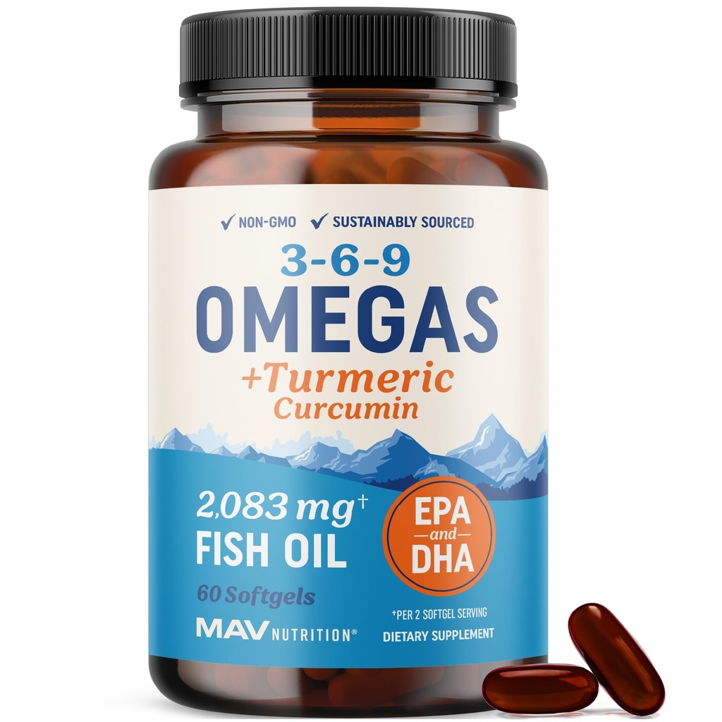 Omega 3 6 9 + Kurkuma Curcumine Supplement 
