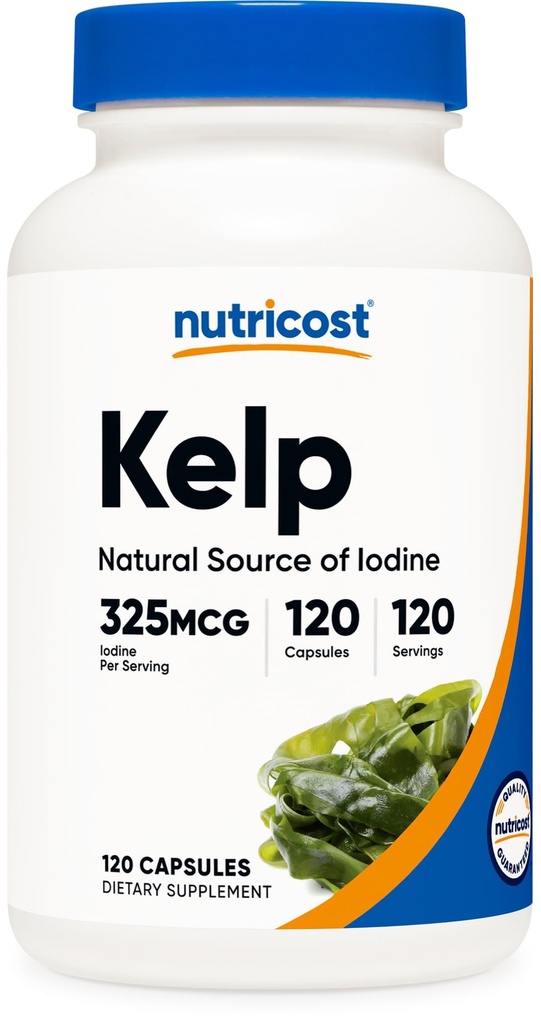 Nutricost Kelp Capsules, 325 mcg Jodium, 120 Capsules, Vegetarisch, Niet-GGO & Glutenvrij