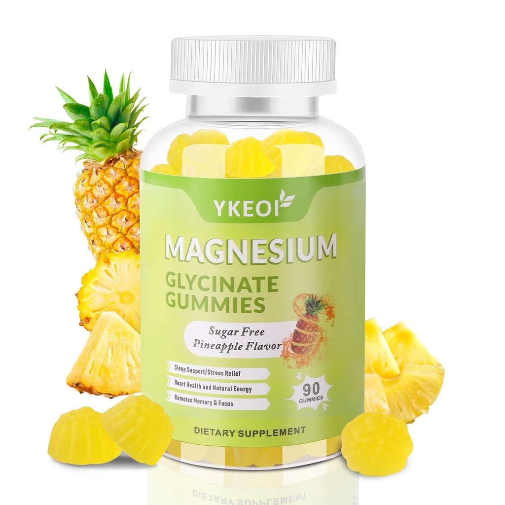 90 CT Magnesium Glycinate Gummies 500 mg with Ashwagandha,Sugar Free Magnesium Supplement Triple Magnesium Complex with Citrate,Malate,Vitamin C D3 B6,for Women and Men Kids Sleep Relaxation