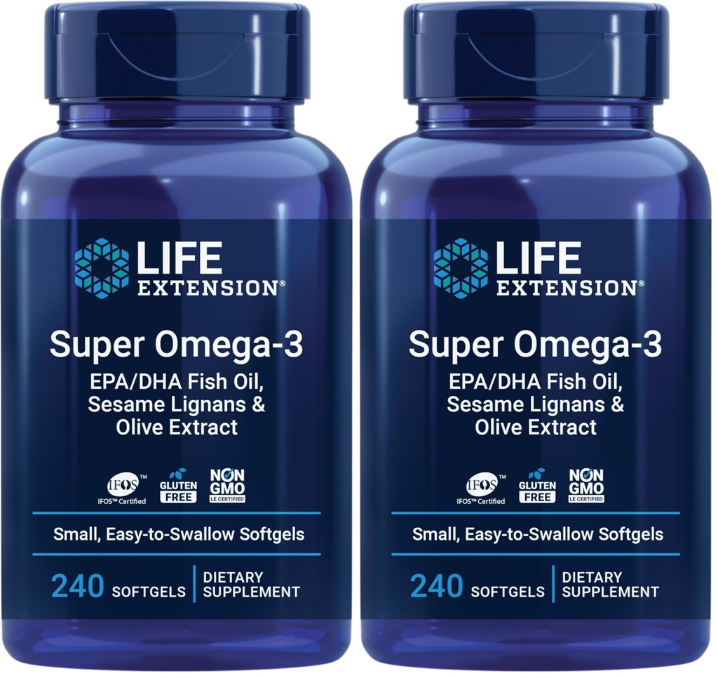 Life Extension Super Omega-3 EPA/DHA Fish Oil, Sesam Lignans & Olive Extract 