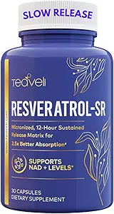 Geavanceerde Trans Resveratrol Capsules met 12-uurs Sustained Release voor maximaal 250% Betere biologische beschikbaarheid - NAD Resveratrol Supplement met Micronized Resveratrol