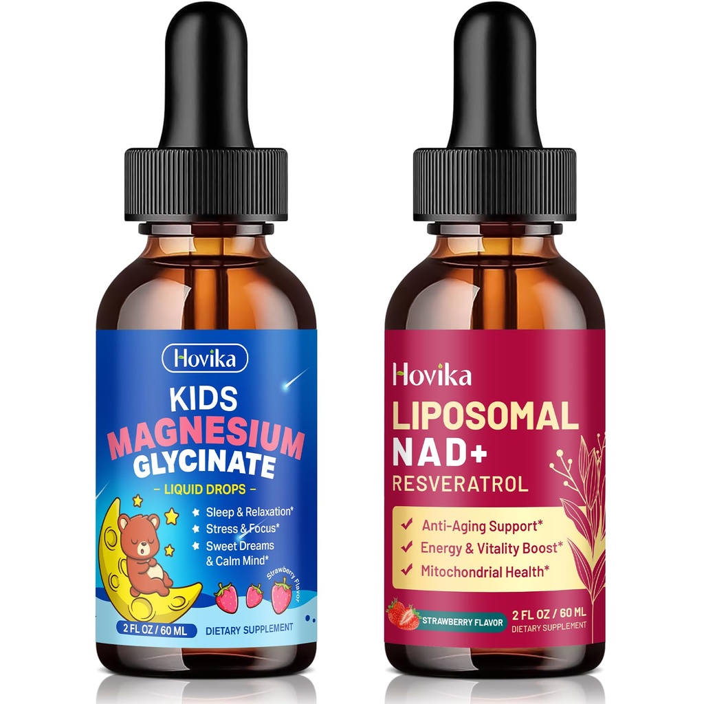 Magnesium Glycinate Liquid & Liposomal NAD+ Supplement for Kids & Adults