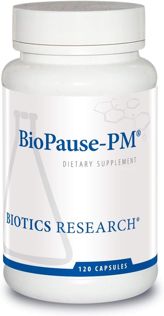 Biotics Research BioPause PM Night Time Menopausal Support Hormonal Balance, Black Cohosh, Lemon Balm, Passiebloem, Promoot ontspanning en rust, Regulates Circadian Rhythms, Slaap regelmatig 120Caps