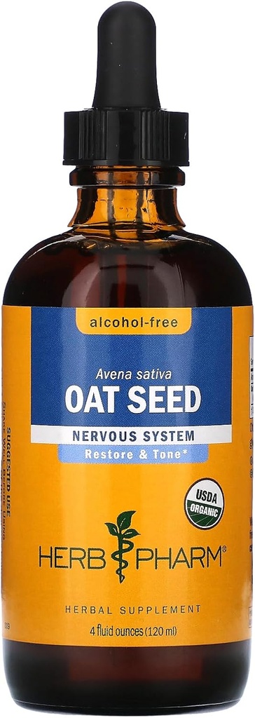 Herb Pharm Certified Biologische Alcoholvrije Haver Zaad Glycerite voor Zenuwstelsel Ondersteuning - 4 Ounce