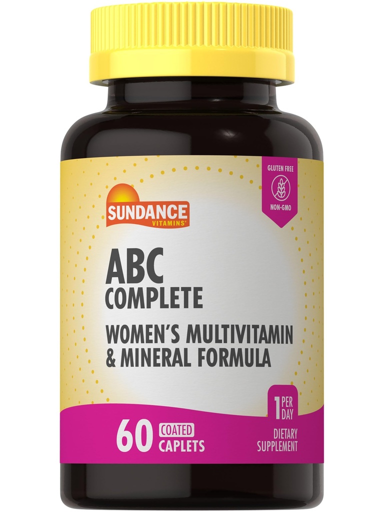 Sundance Vitamins Women’s ABC Complete Multivitamin & Mineral Formula | Daily Women’s Multivitamin | 60 Coated Caplets | Non-GMO & Gluten Free