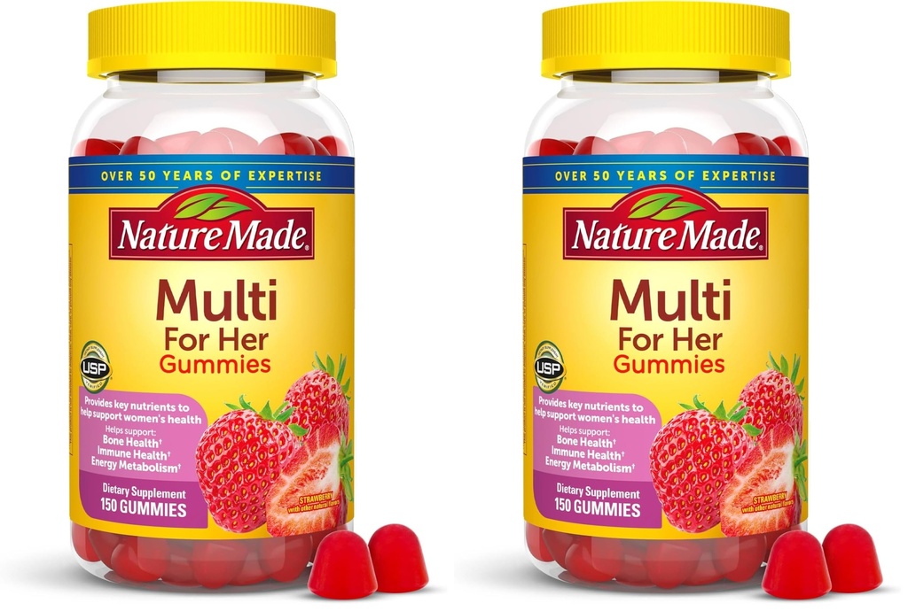 Nature Made Multivitamin for Women,Womens Gummy Multivitamins for Daily Nutritional Support,150 Multi Vitamin Gummies,75 Day Supply,(Pack of 2)