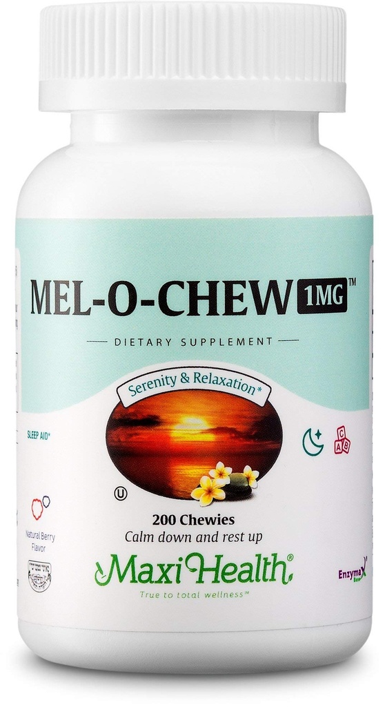 Maxi Health 1mg Melatonine Kauwtabletten Volwassenen & Kinderen Melatonine aan te moedigen natuurlijke slaap te stimuleren