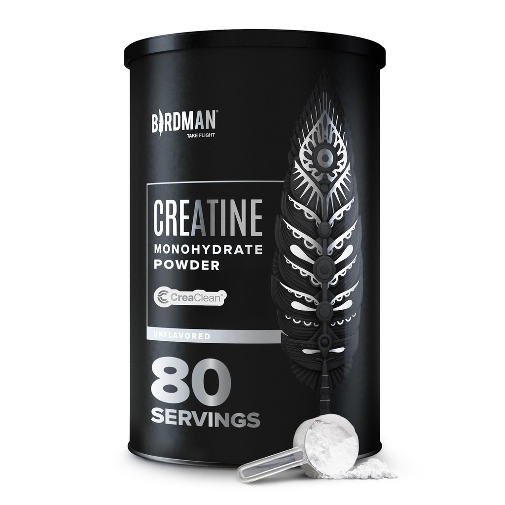 BIRDMAN Micronized Creatine Monohydraat Poeder, Spierherstel, Cafeïnevrij, Creatine Pre Workout, Vegan, Post Workout, Glutenvrij, Suikervrij 80 Servers (5 Gram Each)