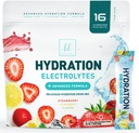 Elektrolyten Hydration Packets - Keto Recovery Powder with Kalium, Magnesium, Natrium, Zink & Vitamine C, Suikervrij, Hydration Electrolyte Liquid Drink Mixes, Vegan, Aardbei Citroen (16 Pack)