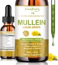 GREENPEOPLE gouttes de Mullein pour les poumons et le drainage lymphatique - 13-en-1 Mélange botanique avec racine Marshmallow, Elderberry, Oregano pour le soutien respiratoire - Détox pulmonaire pour les fumeurs - Sans alcool, 2 fl