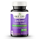 Lugol's Iodine Tablets 12.5mg x 90 ct - Reddish Brown Stable Iodine + Potassium Iodide Formula, Masks Bitter Liquid Taste, Thyroid Support, Detox, Breast Health - No Preservative, Non-GMO, Gluten-free