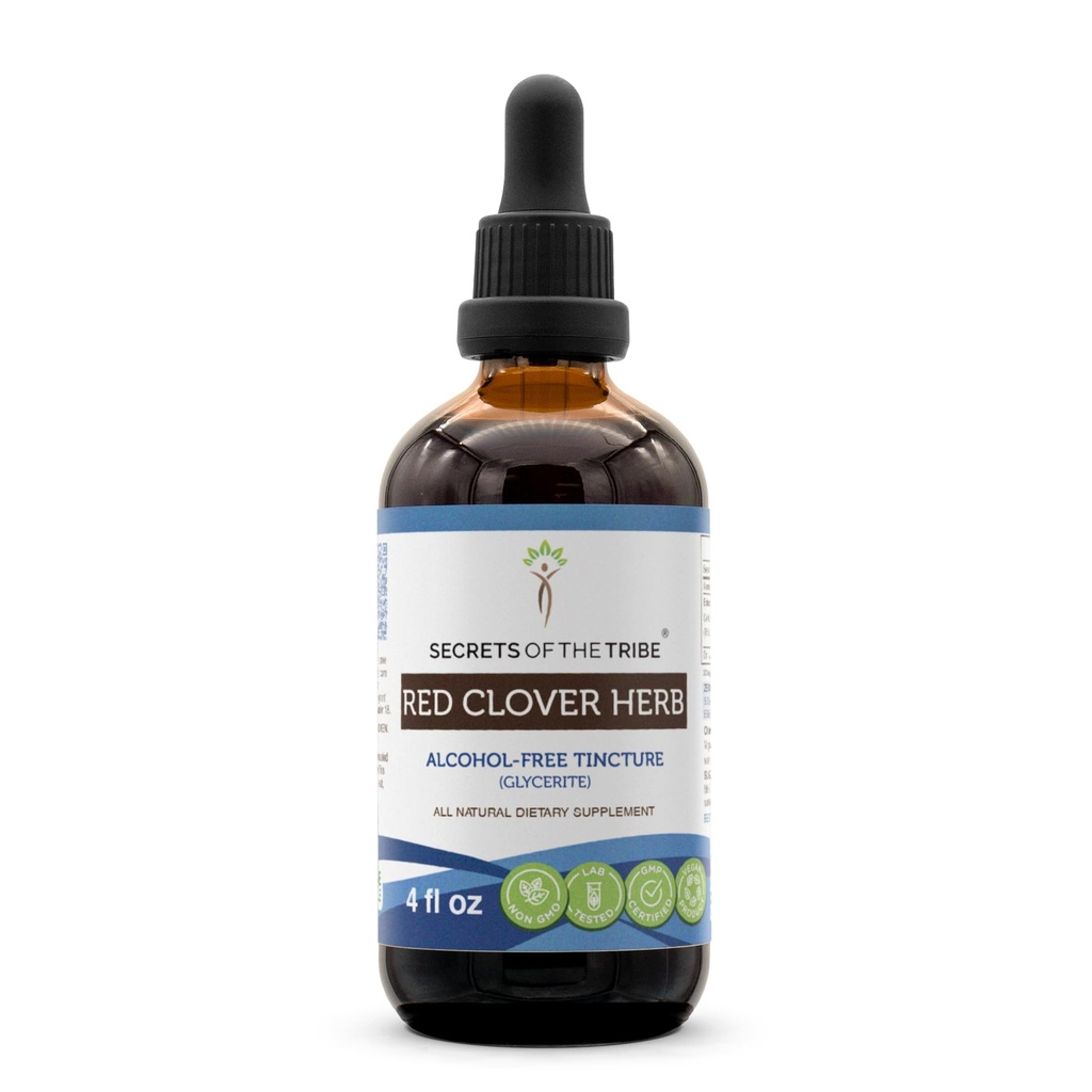 Red Clover Herb USDA Organic Tincture | Alcohol-FREE Extract, High-Potency Herbal Drops| Made from 100% Certified Organic Red Clover Herb (Trifolium Pratense) Dried Leaf and Flower 4 oz