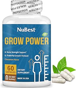 NuBest Grow Power - Calciumsupplement - Magnesiumsupplement met vitamine D3, B6, zink, fosfor en multivitamine voor sterke botten, algemene gezondheid voor leeftijd 10+ - 1 maand levering