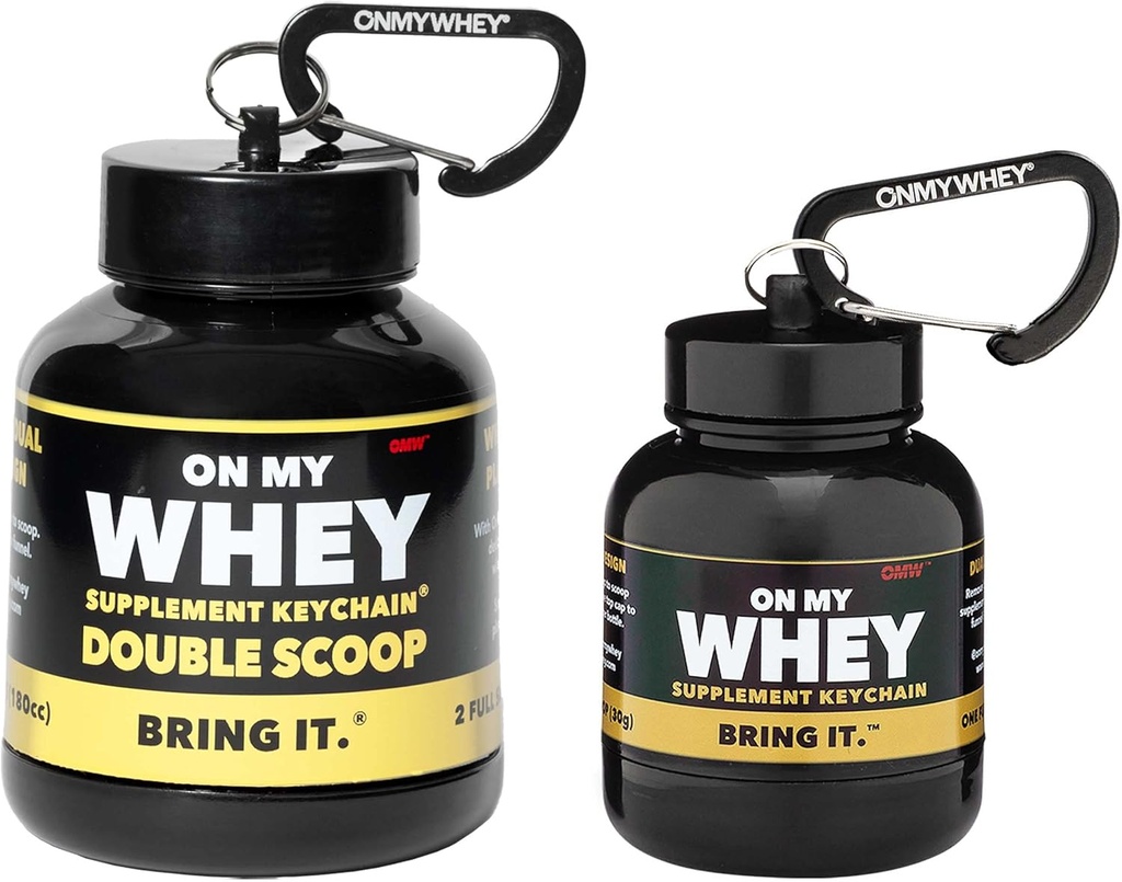 ONMYWHEY Proteïnepoeder Container te gaan - Reizen Waterfles Funnel voor Mixes, Portable Pre Workout Supplement Containers & Dispenser Funnels, Mini Preworkout Supplementen Houder Keychain flessen