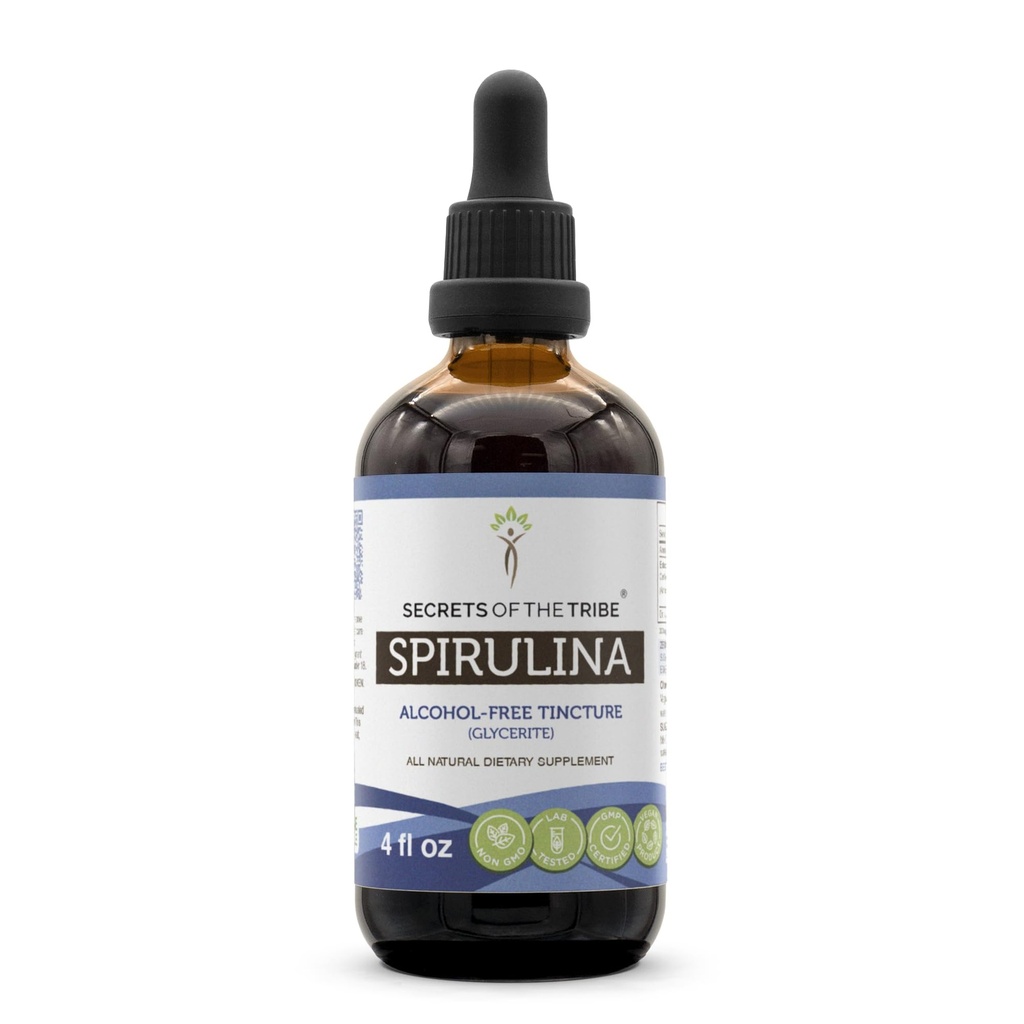Geheimen van de stam Spirulina Alcoholvrij Liquid Extract, Spirulina (Arthrospira Platensis) Tinctuur Supplement (4 FL OZ)