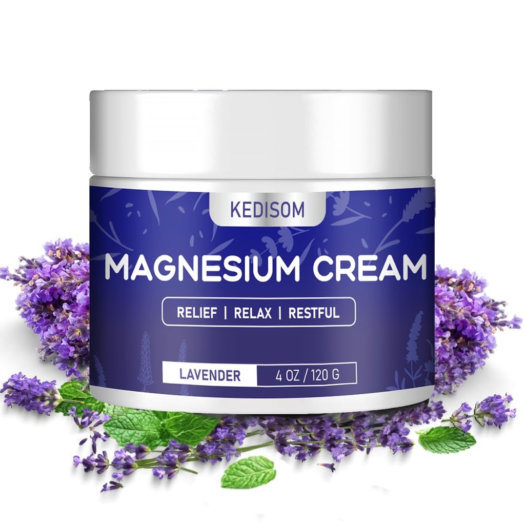 Magnesium Cream for Sleep - Natural Topical Magnesium Lotion, Calm - Nighttime Body Butter for Deep Hydration - Safe for Kids (Lavender)