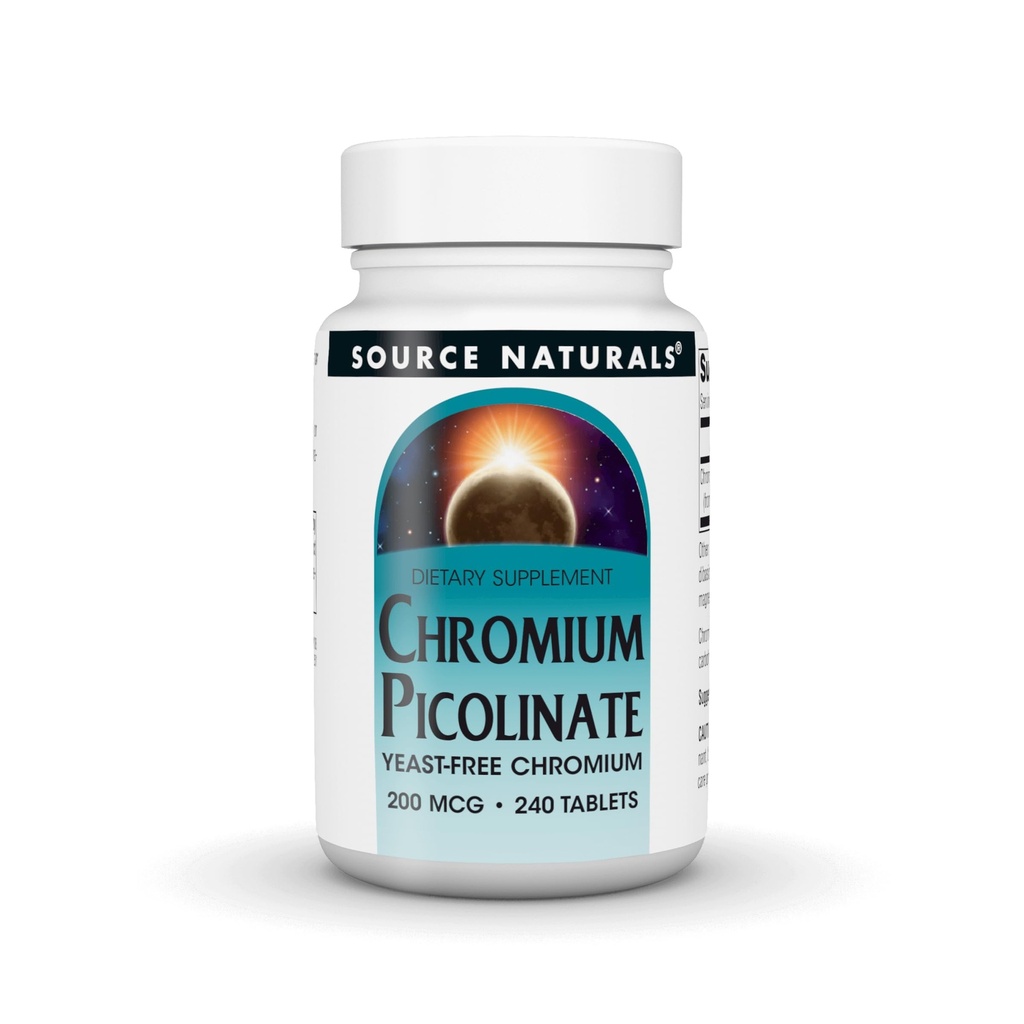 BRON NATUURLIJKE Chroom Picolinaat 200 Mcg Tablet, 240 Tel.