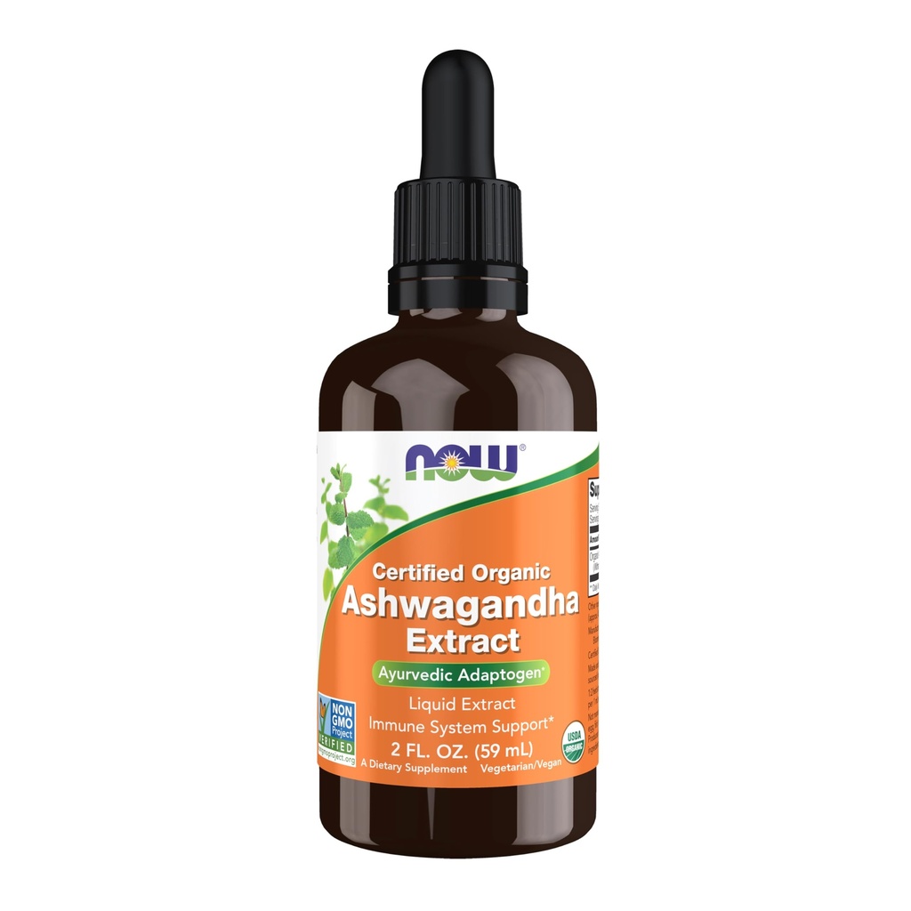 NOW Foods Supplements, Ashwagandha Liquid Extract, Organic, Immune System Support, 2 fluid ounces