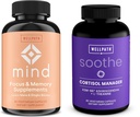 WellPath Mind Brain Supplement voor Geheugen en Focus met Lion's Mane en Soothe Cortisol Manager met KSM-66® Ashwagandha & L-Theanine