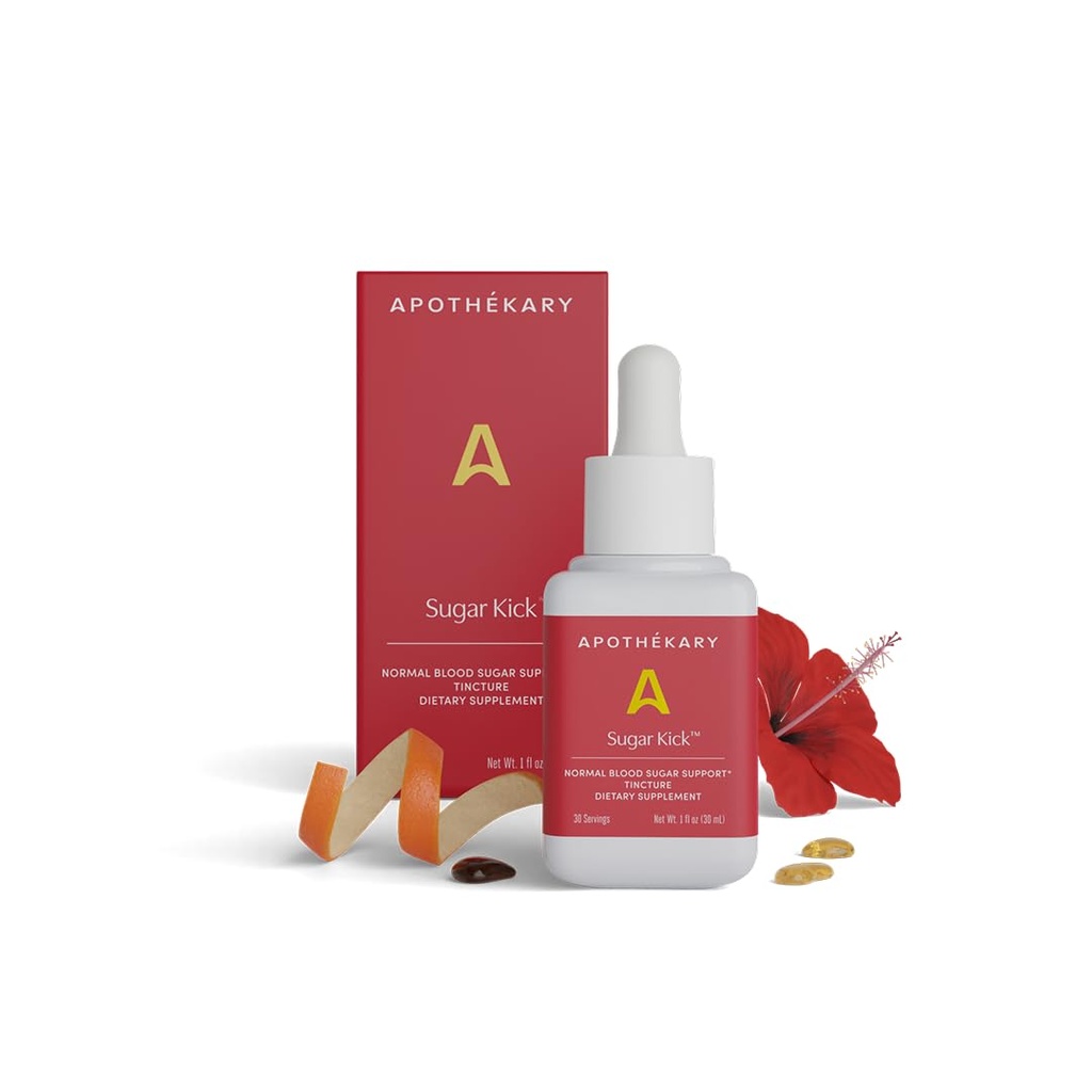 Apothékary sucre kick gouttes liquides à base de plantes, soutien digestif, soutien métabolique, 30 portions