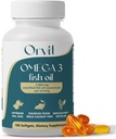 ORVIT Omega 3 Fish Oil Softgel 2000 mg - Ultimate EPA DHA supplement voor mannen en vrouwen - Burpless - No Fishy Taste - Unflavored 180 Softgels - Organic, Non GMO - Made in The USA