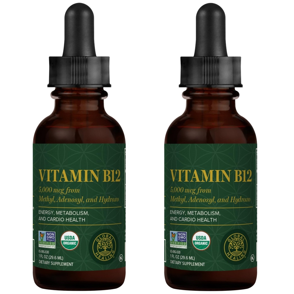 Global Healing Center - Vitamine B12 5000 mcg, Organische Sublingual Liquid Drops 