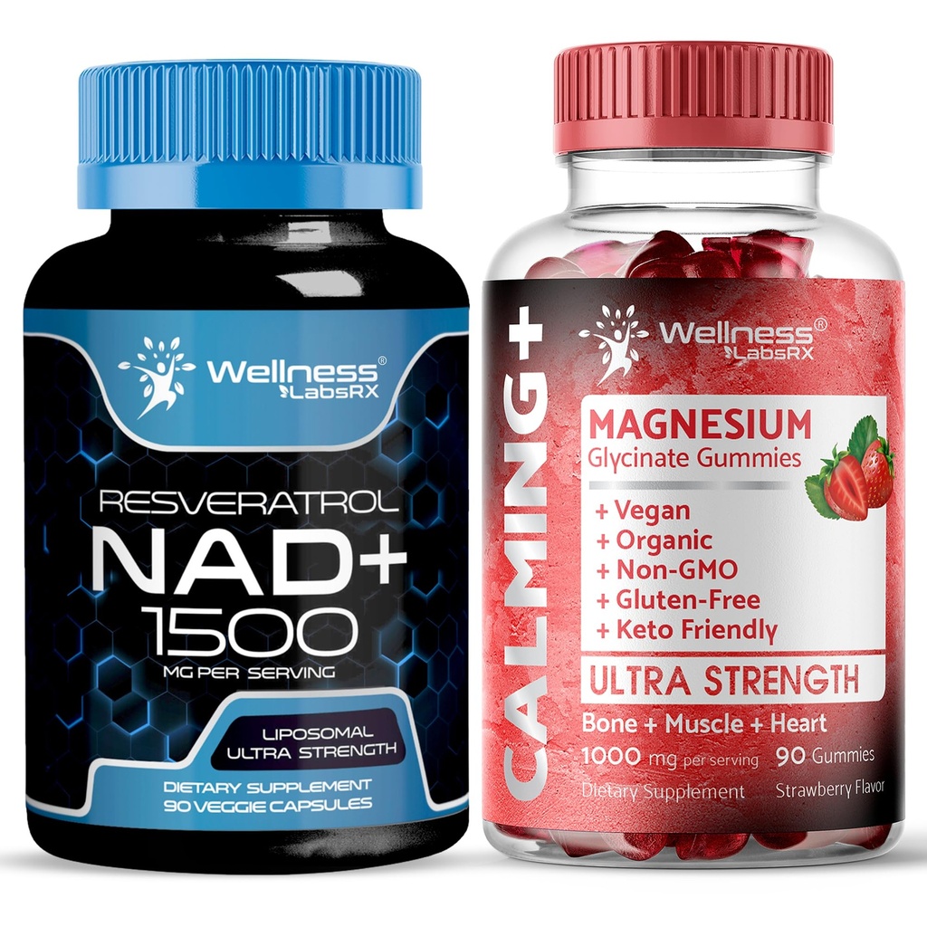 WELLNESS LABSRX NAD+ Supplement 1500mg - Magnesium Glycinate Gummies 1000mg | Bundle