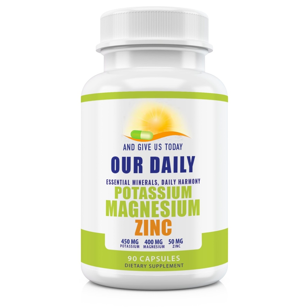 Magnesium Kaliumsupplementen W Zink - 90 Capsules 400MG Magnesium,450MG Kalium,50MG Zink voor Bloedvatgezondheid 