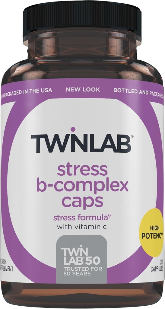 Twinlab Stress B-Complex Caps - Energy Support Supplement met vitamine B12 en B6-250 capsules