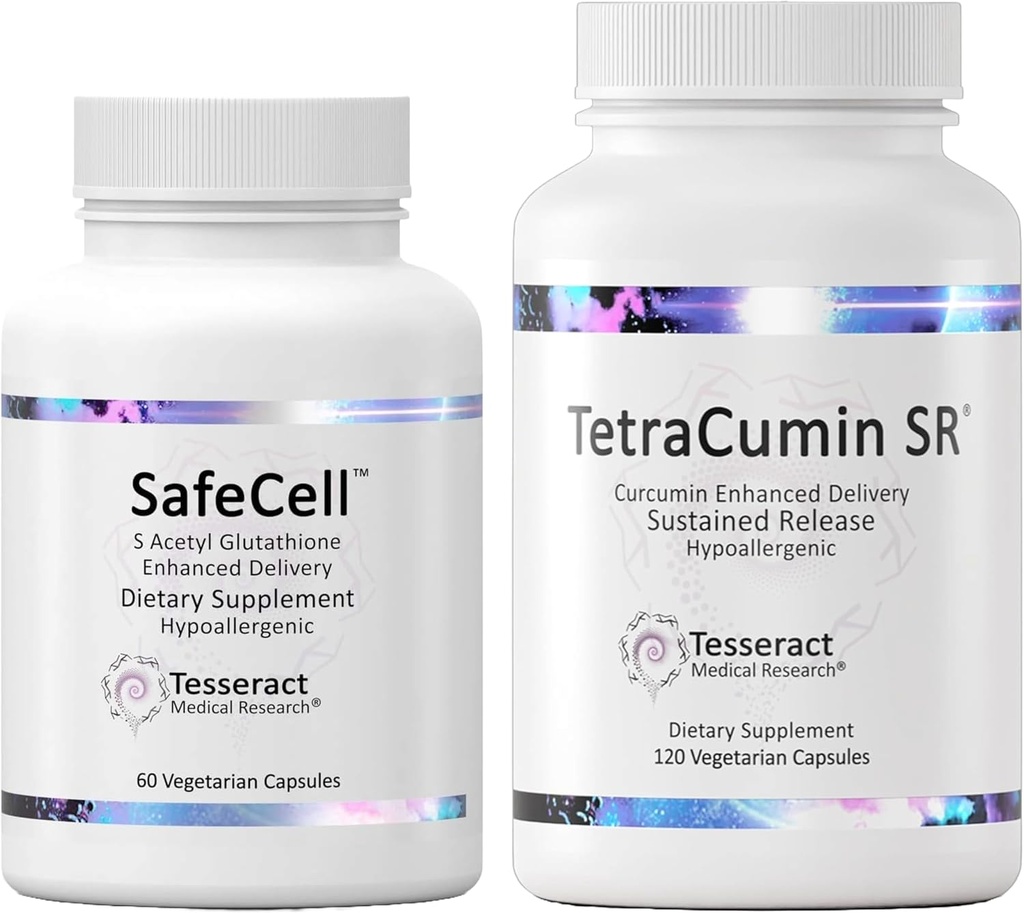 SafeCell S-Acetylglutathionsupplement voor Neuro Health Support & TetraCumin SR Joint Support Supplement, Sustained Release Turmeric Curcumine Metaboliet