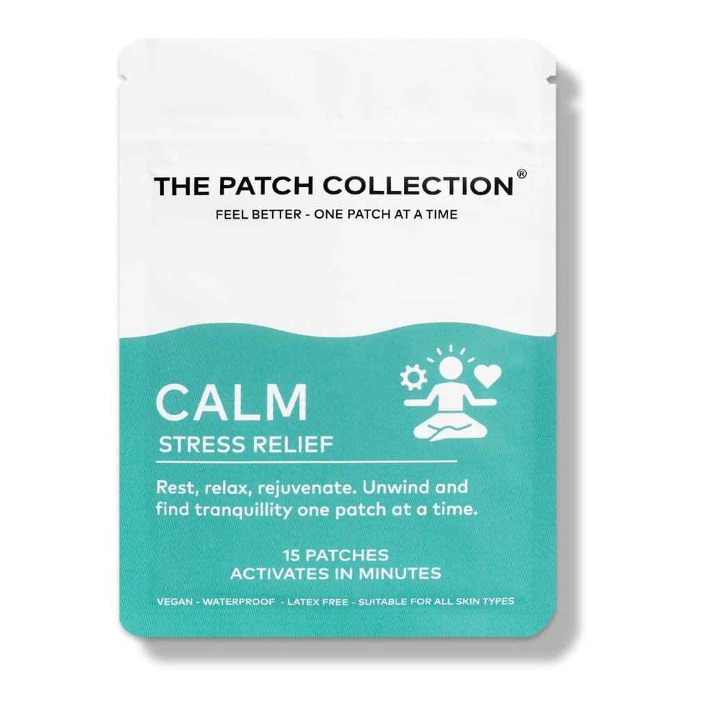 The Patch Collection® - Calm Patch | Unwind & Decompress | Ashwagandha, Valerian Root, Passion Flower, Vitamin B | 8 Hour Calmness | Vegan & Latex Free (Pack of 15)