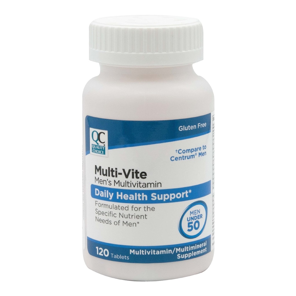 Quality Choice Heren Multi-Vite, Multivitamine tabletten voor dagelijkse gezondheidsondersteuning Geformuleerd voor mannen jonger dan 50 in 120 Telflessen