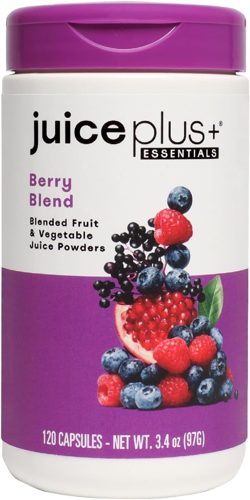 JuicePlus+ Berry Blend: met Concord Grape, Blueberry, Cranberry, en nog veel meer - Whole Food Based, Vegan, Plant Based Vitamines - Glutenvrije, Non-GMO, Kosher - 1 fles (60 porties)