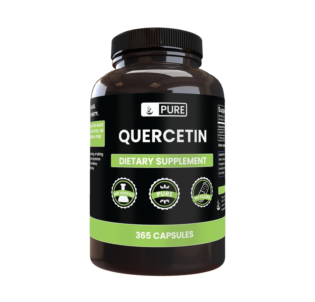 Pure Original Ingrediënten Quercetine (365 capsules) Altijd zuiver, Geen additieven of fillers, Lab geverifieerd