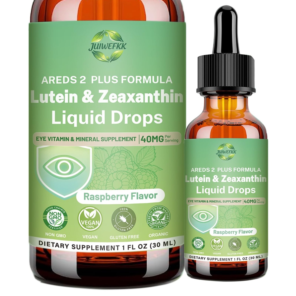 Luteïne en Zeaxanthine supplement vloeibare druppels 40mg AREDS 2 Plus Oogvitamine en minerale supplement met vitamine C E Zink Koper voor Blauw Licht Bescherming Eye Health Ondersteuning Non-GMO, Glutenvrij